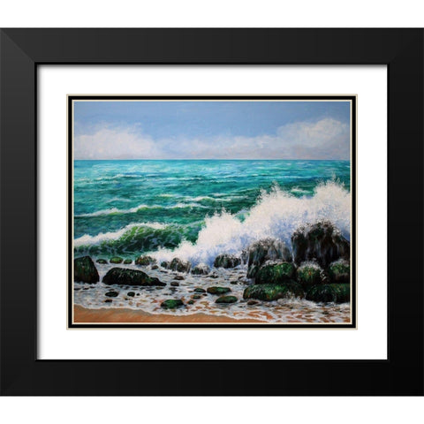 Crashing Waves Black Modern Wood Framed Art Print with Double Matting by Francis, Sandra
