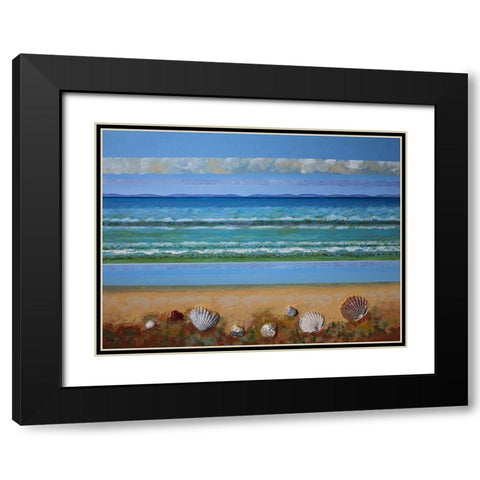 Shell Abstract Black Modern Wood Framed Art Print with Double Matting by Francis, Sandra