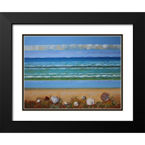 Shell Abstract Black Modern Wood Framed Art Print with Double Matting by Francis, Sandra