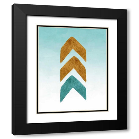 Gold and Teal Tribal Arrows Black Modern Wood Framed Art Print with Double Matting by Moss, Tara