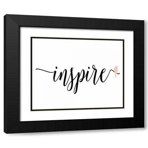 Pink Bird Inspire Black Modern Wood Framed Art Print with Double Matting by Moss, Tara