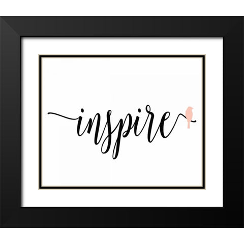 Pink Bird Inspire Black Modern Wood Framed Art Print with Double Matting by Moss, Tara