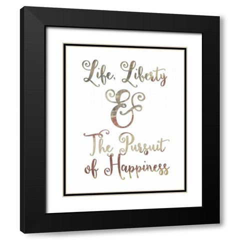 Life Liberty Typography Black Modern Wood Framed Art Print with Double Matting by Moss, Tara