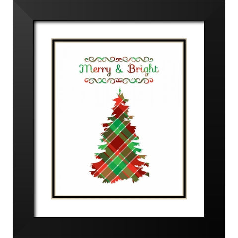 Merry and Bright Tree Black Modern Wood Framed Art Print with Double Matting by Moss, Tara