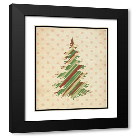 Striped Christmas Tree Black Modern Wood Framed Art Print with Double Matting by Moss, Tara