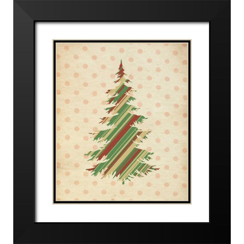 Striped Christmas Tree Black Modern Wood Framed Art Print with Double Matting by Moss, Tara