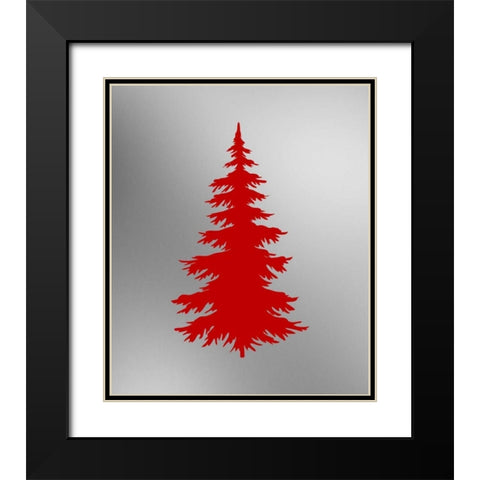 Red Tree on Silver Black Modern Wood Framed Art Print with Double Matting by Moss, Tara
