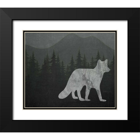 Chalkboard Fox Black Modern Wood Framed Art Print with Double Matting by Moss, Tara