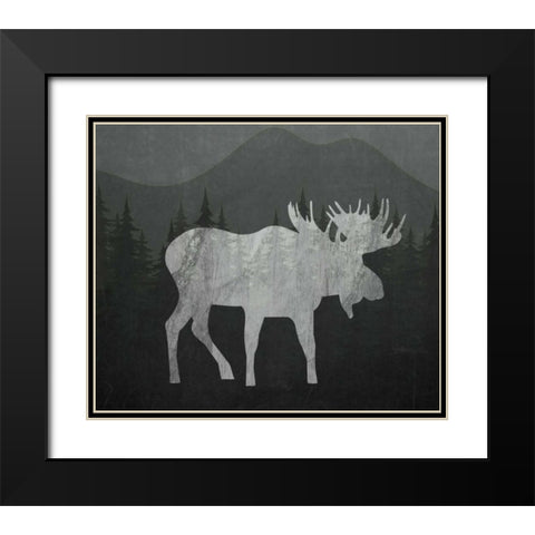 Chalkboard Moose Black Modern Wood Framed Art Print with Double Matting by Moss, Tara