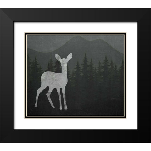 Chalkboard Deer Black Modern Wood Framed Art Print with Double Matting by Moss, Tara