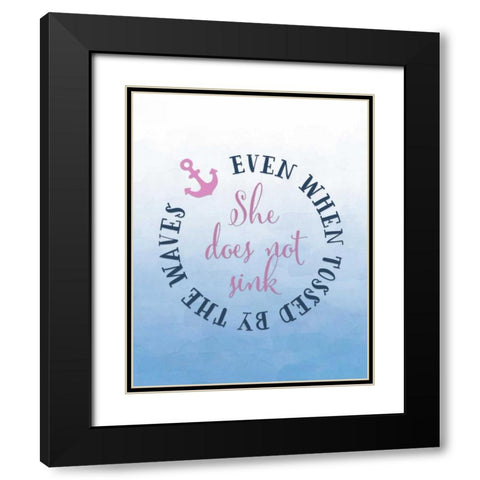 She Does Not Sink - Pink Black Modern Wood Framed Art Print with Double Matting by Moss, Tara