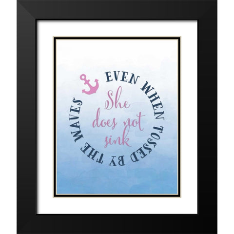 She Does Not Sink - Pink Black Modern Wood Framed Art Print with Double Matting by Moss, Tara