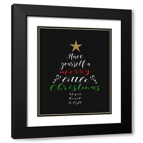 Merry Little Christmas Black Modern Wood Framed Art Print with Double Matting by Moss, Tara