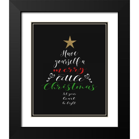 Merry Little Christmas Black Modern Wood Framed Art Print with Double Matting by Moss, Tara
