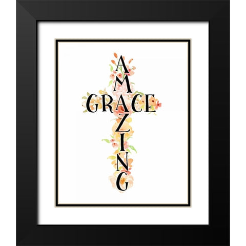 Amazing Grace Floral Black Modern Wood Framed Art Print with Double Matting by Moss, Tara
