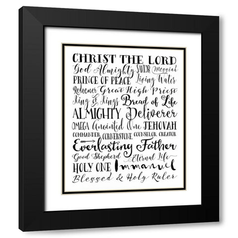Names of God Black Modern Wood Framed Art Print with Double Matting by Moss, Tara