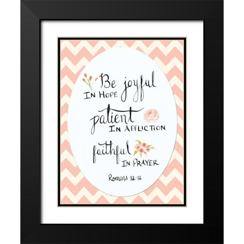 Romans 12:12 Chevron Black Modern Wood Framed Art Print with Double Matting by Moss, Tara