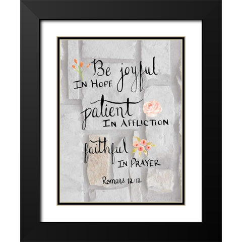 Romans 12:12 Brick Black Modern Wood Framed Art Print with Double Matting by Moss, Tara