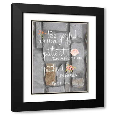 Romans 12:12 Brick II Black Modern Wood Framed Art Print with Double Matting by Moss, Tara