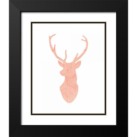 Coral Pattern Deer Head Black Modern Wood Framed Art Print with Double Matting by Moss, Tara