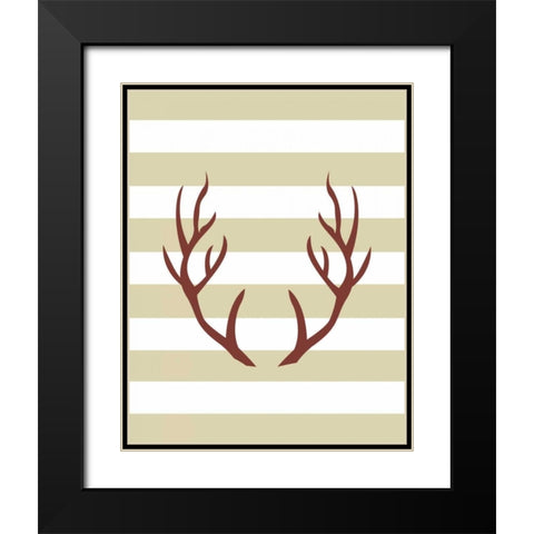 Maroon Antlers Black Modern Wood Framed Art Print with Double Matting by Moss, Tara