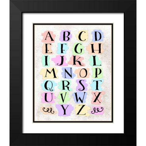Colorful Alphabet Black Modern Wood Framed Art Print with Double Matting by Moss, Tara