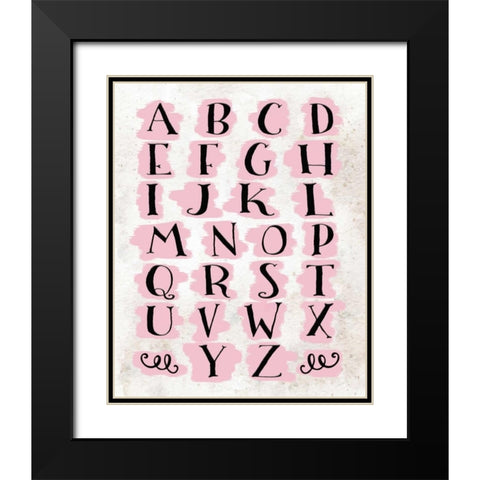 Pink Alphabet Black Modern Wood Framed Art Print with Double Matting by Moss, Tara