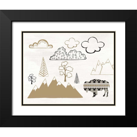 Buffalo Scene Black Modern Wood Framed Art Print with Double Matting by Moss, Tara