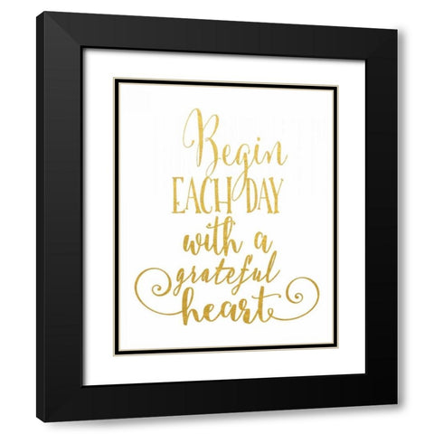 Grateful Heart Gold Black Modern Wood Framed Art Print with Double Matting by Moss, Tara