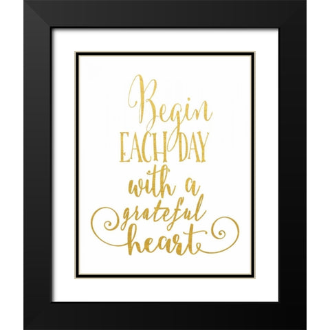Grateful Heart Gold Black Modern Wood Framed Art Print with Double Matting by Moss, Tara
