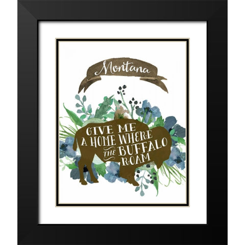 Montana Blue Buffalo Black Modern Wood Framed Art Print with Double Matting by Moss, Tara