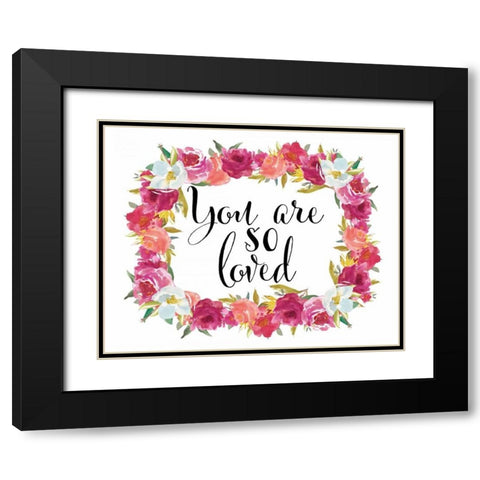You Are So Loved Wreath Black Modern Wood Framed Art Print with Double Matting by Moss, Tara