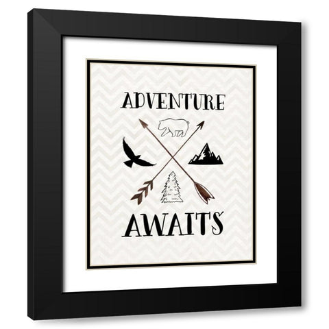 Adventure Awaits Black Modern Wood Framed Art Print with Double Matting by Moss, Tara