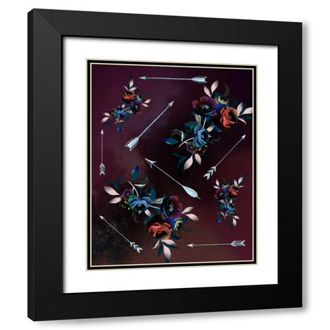 Florals and Arrows Black Modern Wood Framed Art Print with Double Matting by Moss, Tara