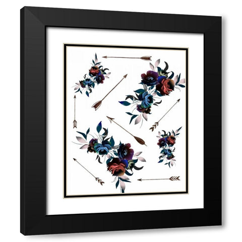 Florals and Arrows Watercolor Black Modern Wood Framed Art Print with Double Matting by Moss, Tara