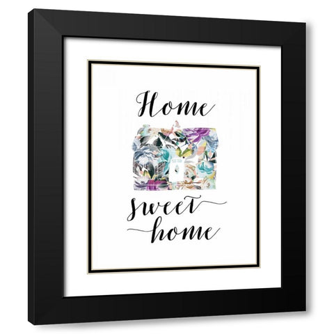 Home Sweet Home Floral Black Modern Wood Framed Art Print with Double Matting by Moss, Tara