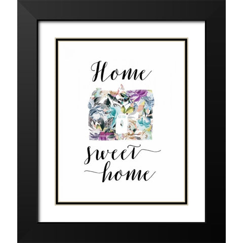 Home Sweet Home Floral Black Modern Wood Framed Art Print with Double Matting by Moss, Tara