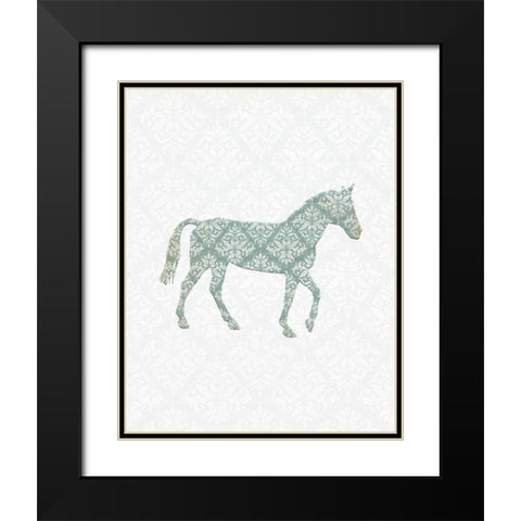 Damask Horse Black Modern Wood Framed Art Print with Double Matting by Moss, Tara