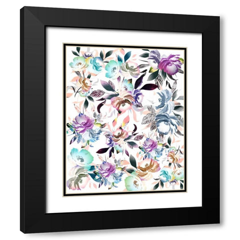 Floral Watercolor Collage Black Modern Wood Framed Art Print with Double Matting by Moss, Tara