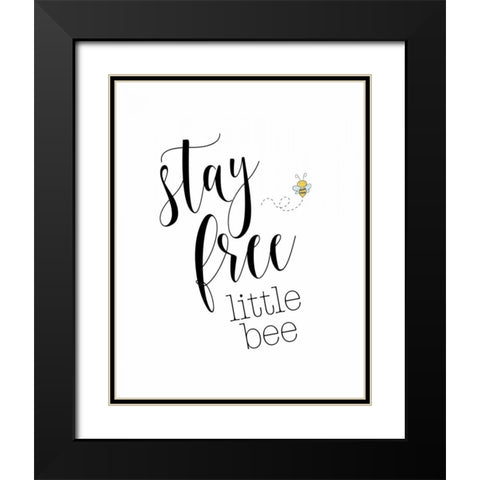 Stay Free Little Bee Black Modern Wood Framed Art Print with Double Matting by Moss, Tara