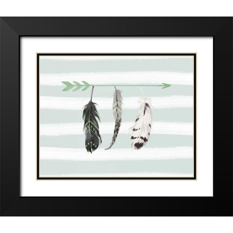 Mint Feathers and Arrows Black Modern Wood Framed Art Print with Double Matting by Moss, Tara