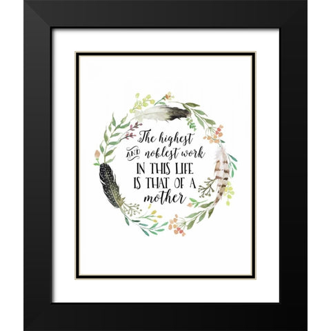 Mother Quote Wreath Black Modern Wood Framed Art Print with Double Matting by Moss, Tara