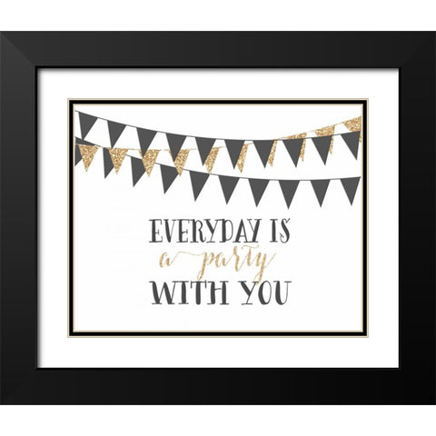 A Party With You Black Modern Wood Framed Art Print with Double Matting by Moss, Tara