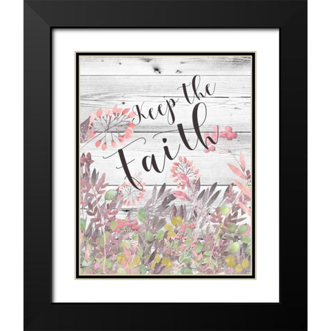 Keep the Faith Floral Watercolor Black Modern Wood Framed Art Print with Double Matting by Moss, Tara
