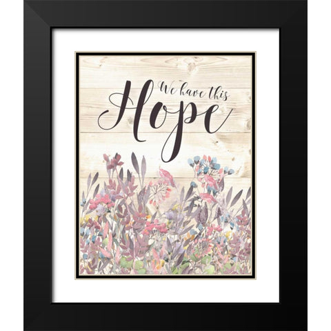 Hope Floral Watercolor Wood Black Modern Wood Framed Art Print with Double Matting by Moss, Tara