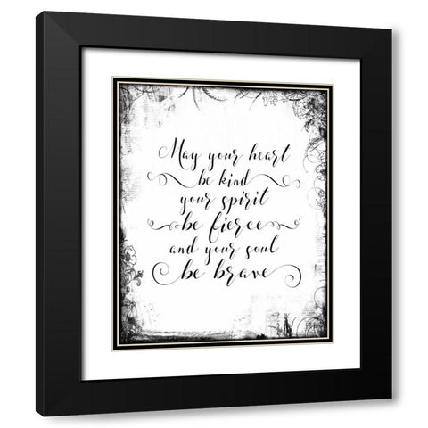 Kind Fierce Brave with Border Black Modern Wood Framed Art Print with Double Matting by Moss, Tara