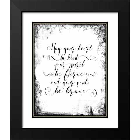 Kind Fierce Brave with Border Black Modern Wood Framed Art Print with Double Matting by Moss, Tara