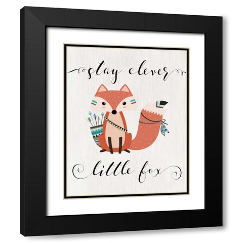 Stay Clever Little Fox Black Modern Wood Framed Art Print with Double Matting by Moss, Tara