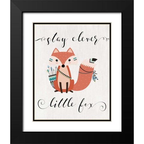 Stay Clever Little Fox Black Modern Wood Framed Art Print with Double Matting by Moss, Tara