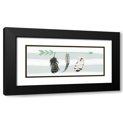 Mint Feathers and Arrow Black Modern Wood Framed Art Print with Double Matting by Moss, Tara